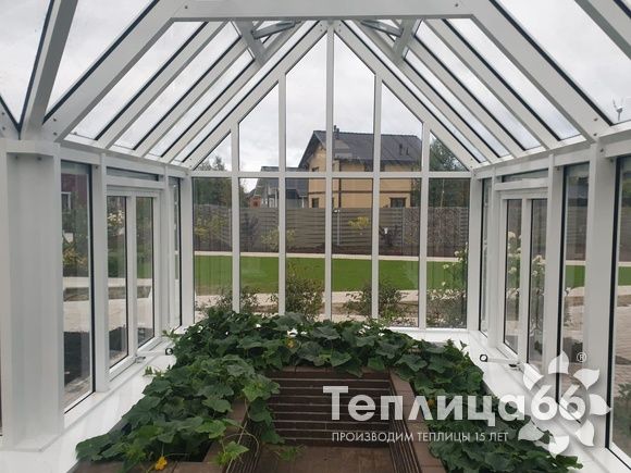 Теплица Salisbury (Солсбери) с тамбуром под стекло (14 м²)